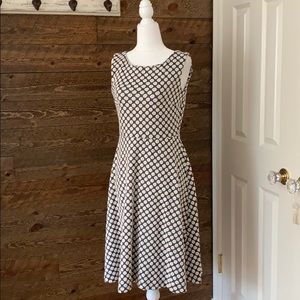 Talbots gray and ivory polka dot dress.  EUC.